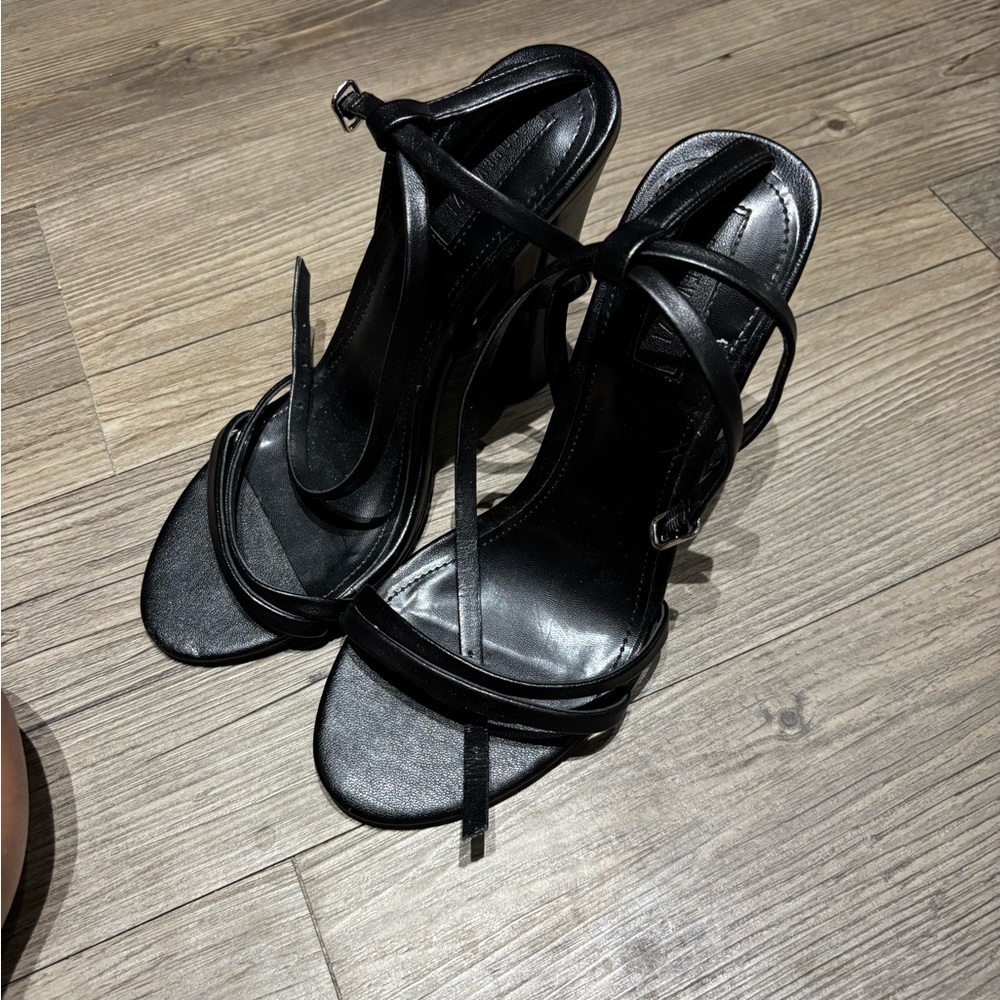 Forever 21 Black Strappy Heels